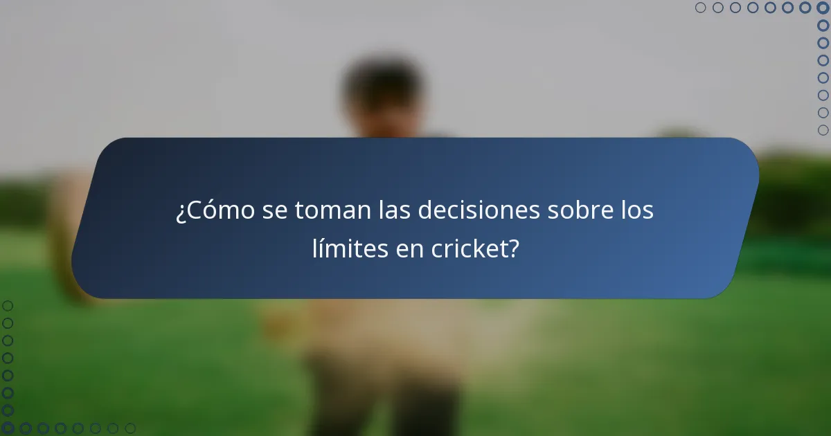 ¿Cómo se toman las decisiones sobre los límites en cricket?