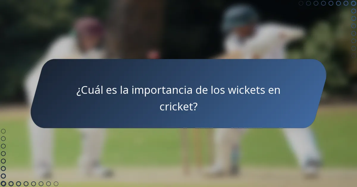 ¿Cuál es la importancia de los wickets en cricket?