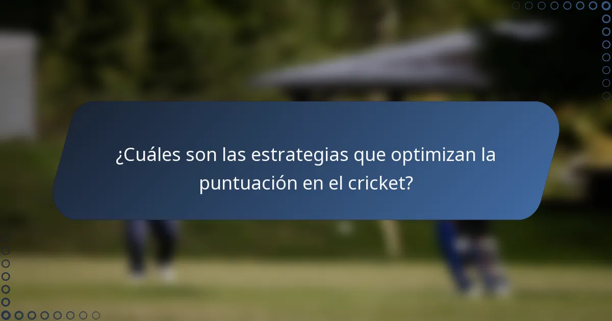 ¿Cuáles son las estrategias que optimizan la puntuación en el cricket?