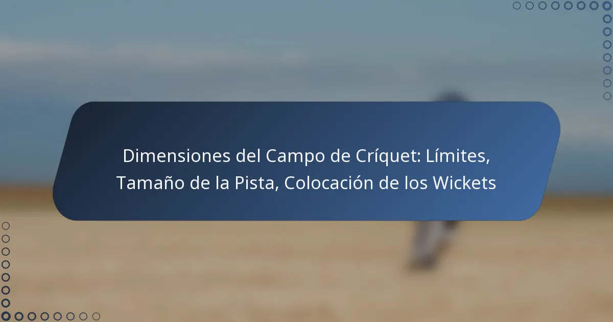 Dimensiones del Campo de Críquet: Límites, Tamaño de la Pista, Colocación de los Wickets