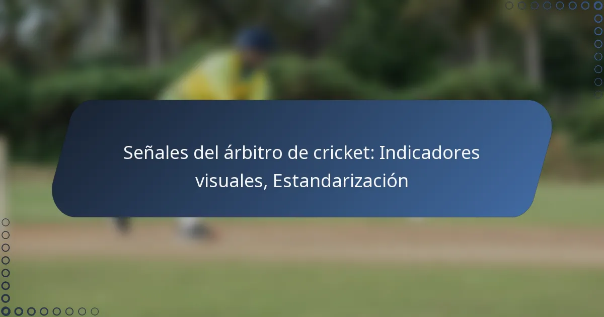 Señales del árbitro de cricket: Indicadores visuales, Estandarización