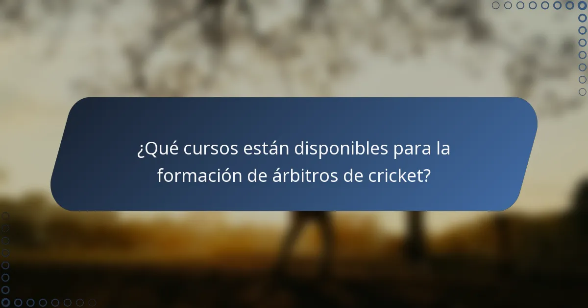 ¿Qué cursos están disponibles para la formación de árbitros de cricket?